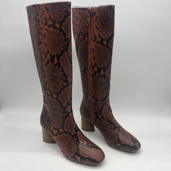 Aerosoles Womens Maxim Rust Snake Knee High Boots Brown Size 10 M - Picture 2 of 9